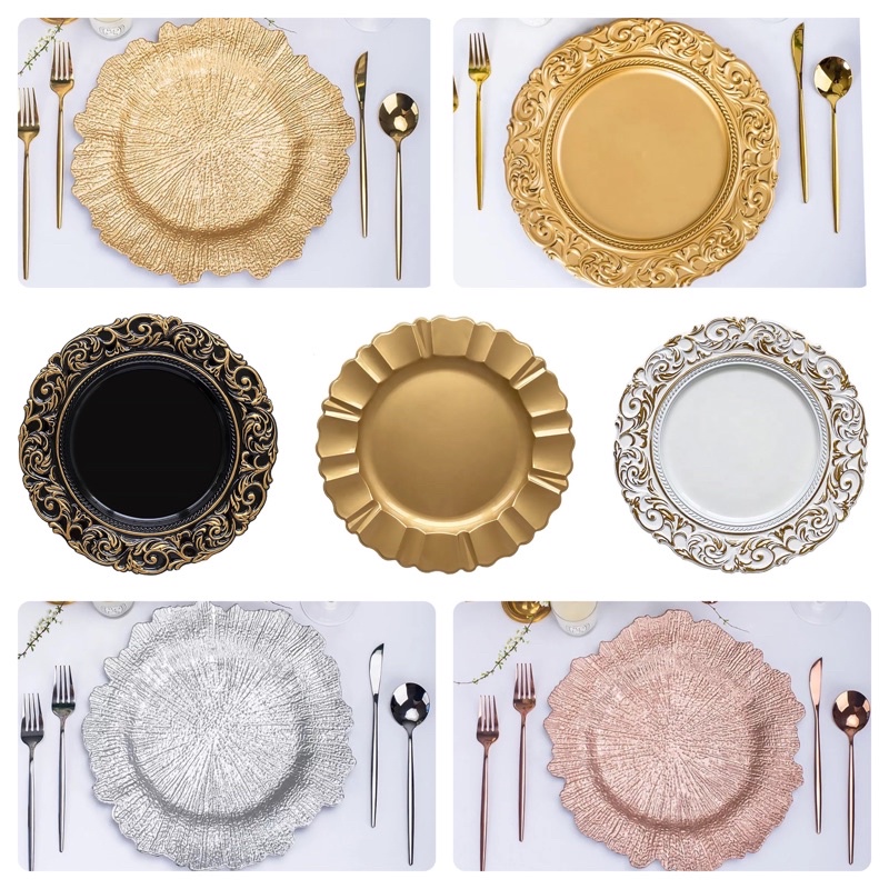 Wholesale 6 or 12pcs Gold Reef Charger plates 13inch | Shopee Philippines