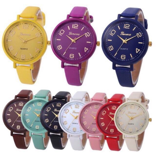 Geneva Women Faux Leather Roman Numerals Quartz Dress Watch | Shopee