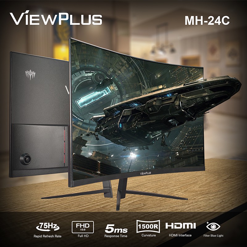 Viewplus 24 inch Curved Monitor 75HZ PC computer desktop Screen