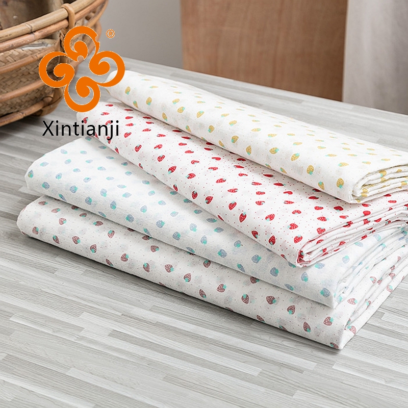 Soft cotton baby fabric Strawberry single gauze fabric sewing fabric