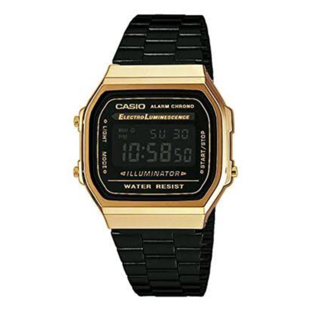 casio vintage retro a168 black gold