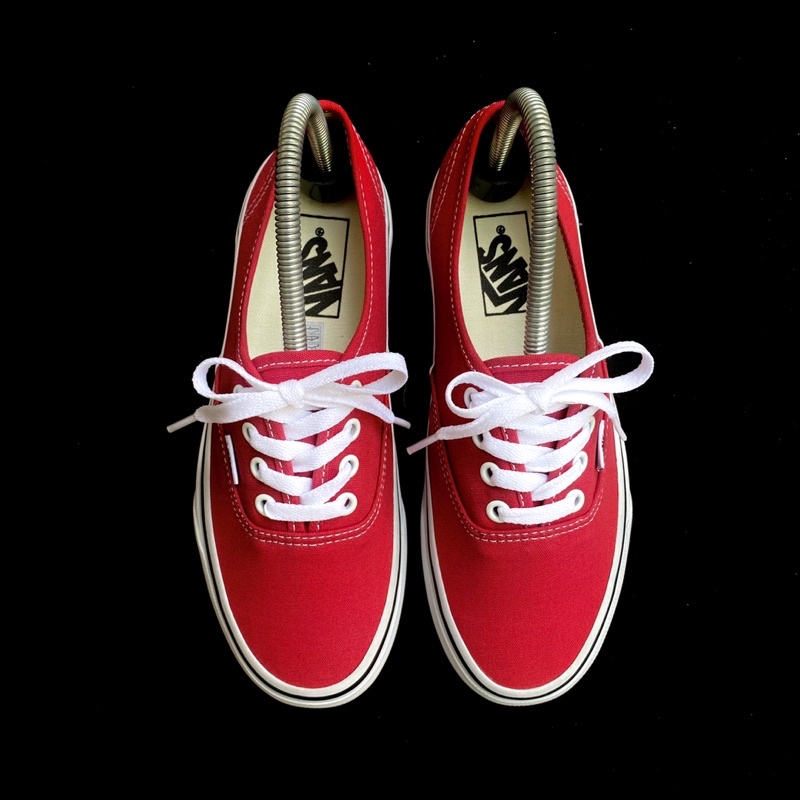 all red authentic vans
