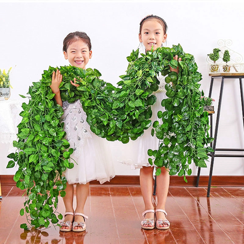 2m Artificial Green Ivy Leaf Vine Creeper Hanging Plants Decorative Silk Fake Flower Garland Office Hotel Home Wedding Party Diy Indoor Wall Decoration Ee Philippines - Indoor Ivy Wall Diy
