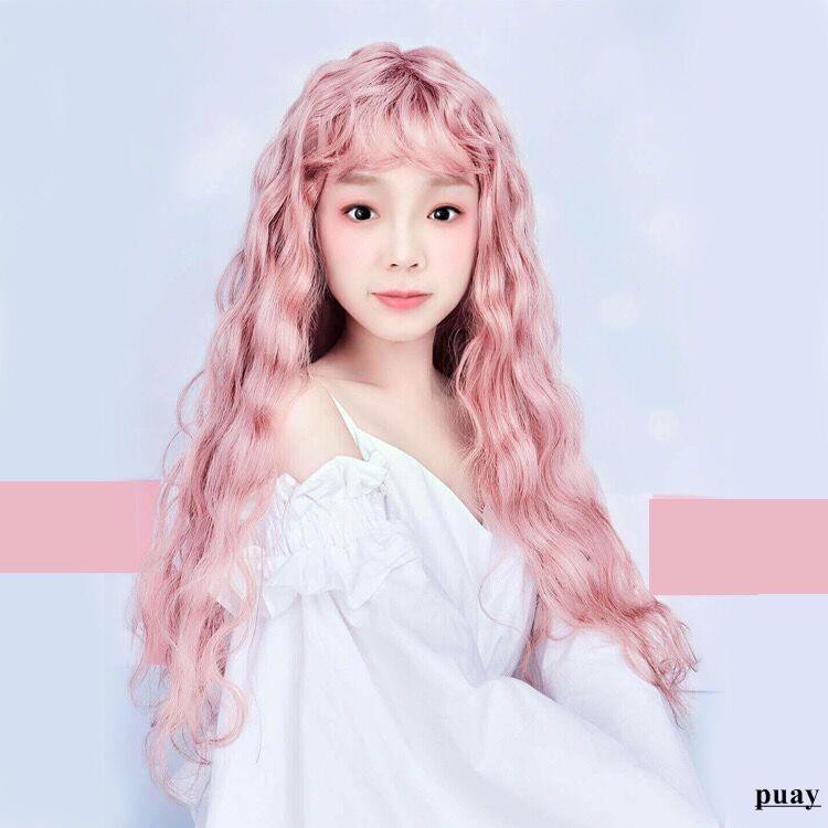 Boutique Wig丨anime Cos Light Pink Wig Female Long Curly Hair
