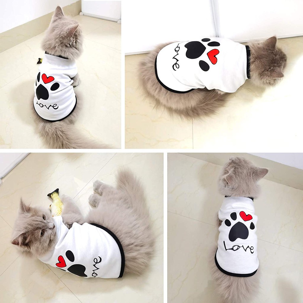 Vest Small Pet Shirt Cat Dog Clothes Summer Puppy Kitty  Paw Print Heart Love T-shirt For Dog #6