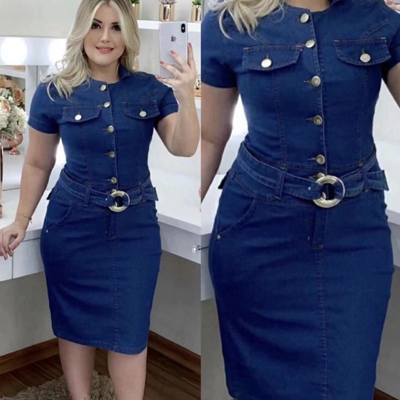 plus-size-denim-dress-for-women-casual-dress-for-formal-shopee-philippines