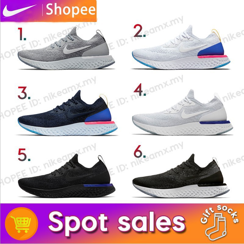 nike epic react flyknit blue running shoes