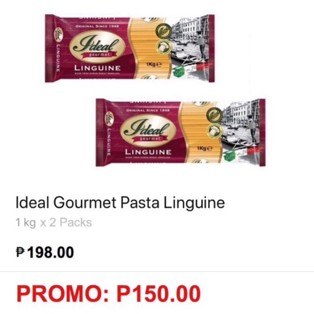 Ideal Gourmet Pasta Linguine 1kg x 2 Packs Shopee Philippines