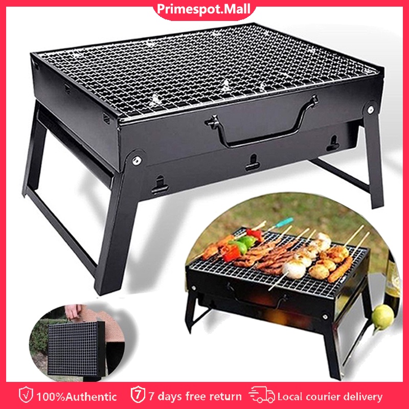 Folding Portable Barbecue Charcoal Grill Stainless Steel Small BBQ Tool Kits for Outdoor Cooking