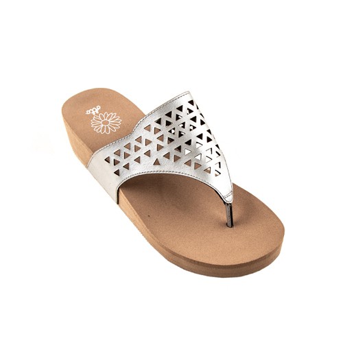 Otto 20800441 Ladies Laser Cut Wedge Sandals Silver | Shopee Philippines