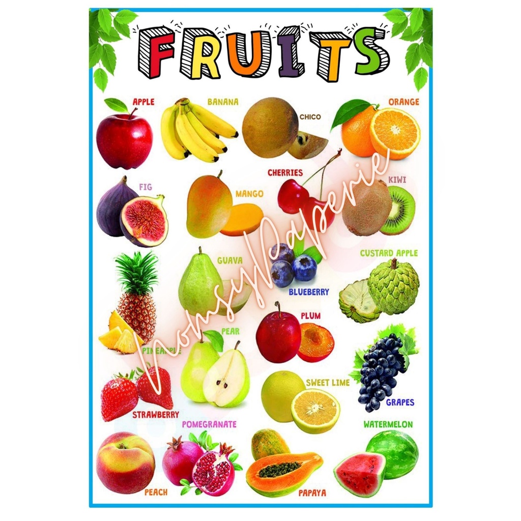 FRUITS CHART A4 LAMINATED by NomsyPaperie | Shopee Philippines