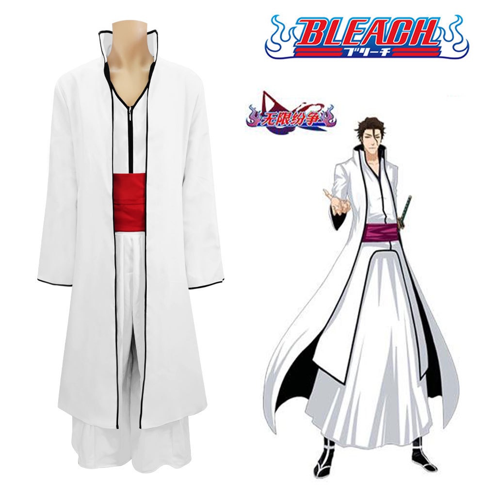 Anime BLEACH Cosplay Aizen Sousuke Set Costume Squad Captain's Robe Cos