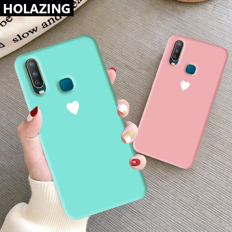 Vivo Y19 Y12 Y11 Y50 Y30 Vivo Y17 Y95 Y91 Y93 Mediatek Vivo Y20 Y20i V17 Pro S1 Pro V1907 Couple Case Sweet Heart Soft Silicone Cover Mint Pink Phone Cases