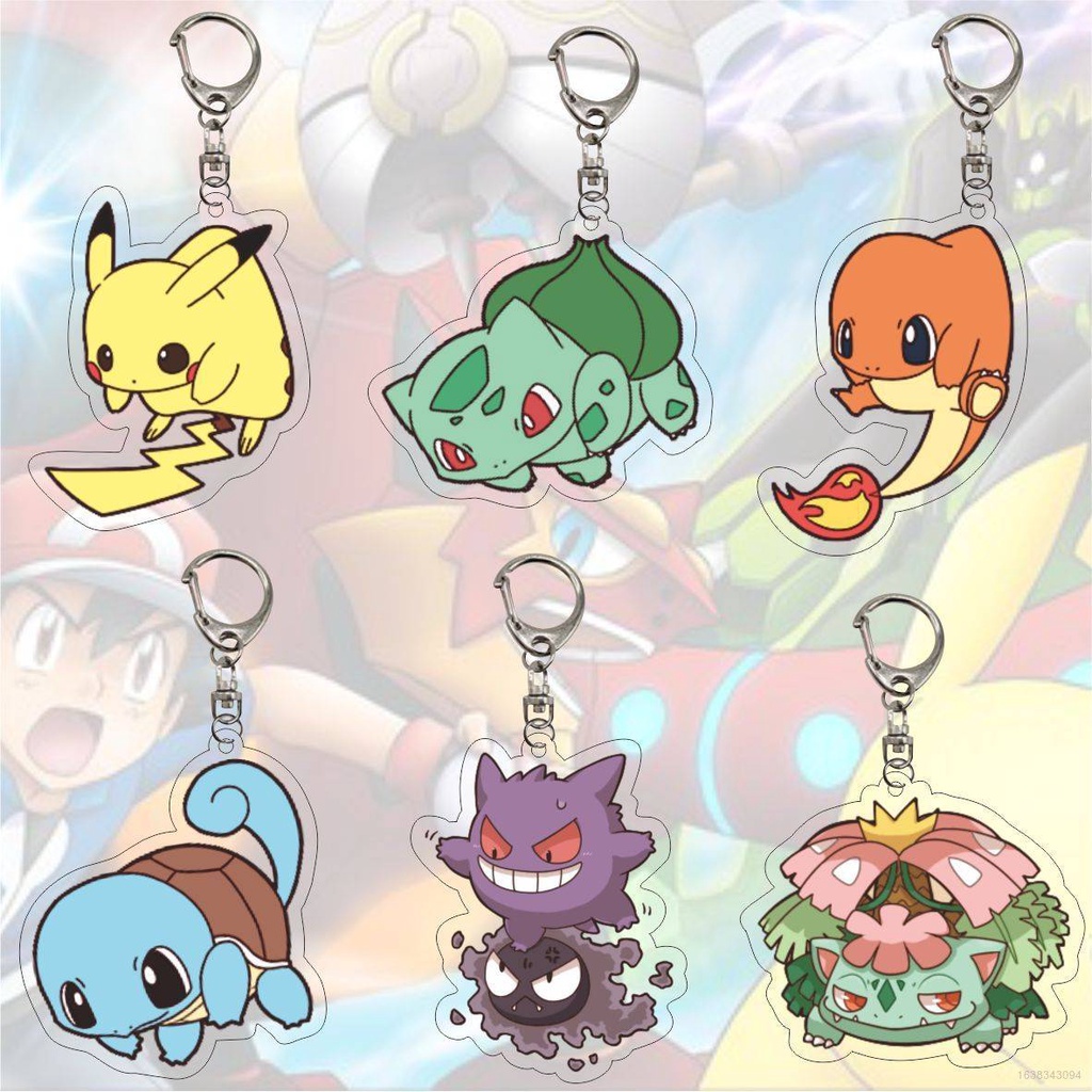 New Pokemon Anime Keyring Keychain Pikachu Acrylic Bag Pendent Anime Keyring Ranking of Kings