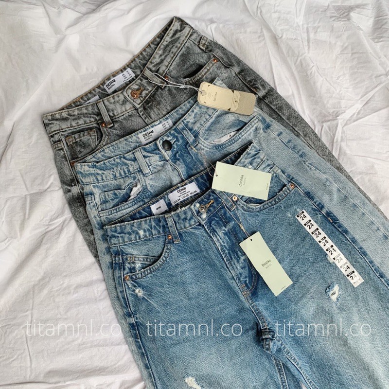 B02 Bershka Mom Jeans Highwaist Lowest Price Overruns Shopee Philippines