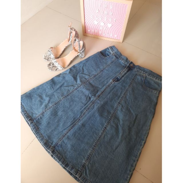 blue denim maxi skirt