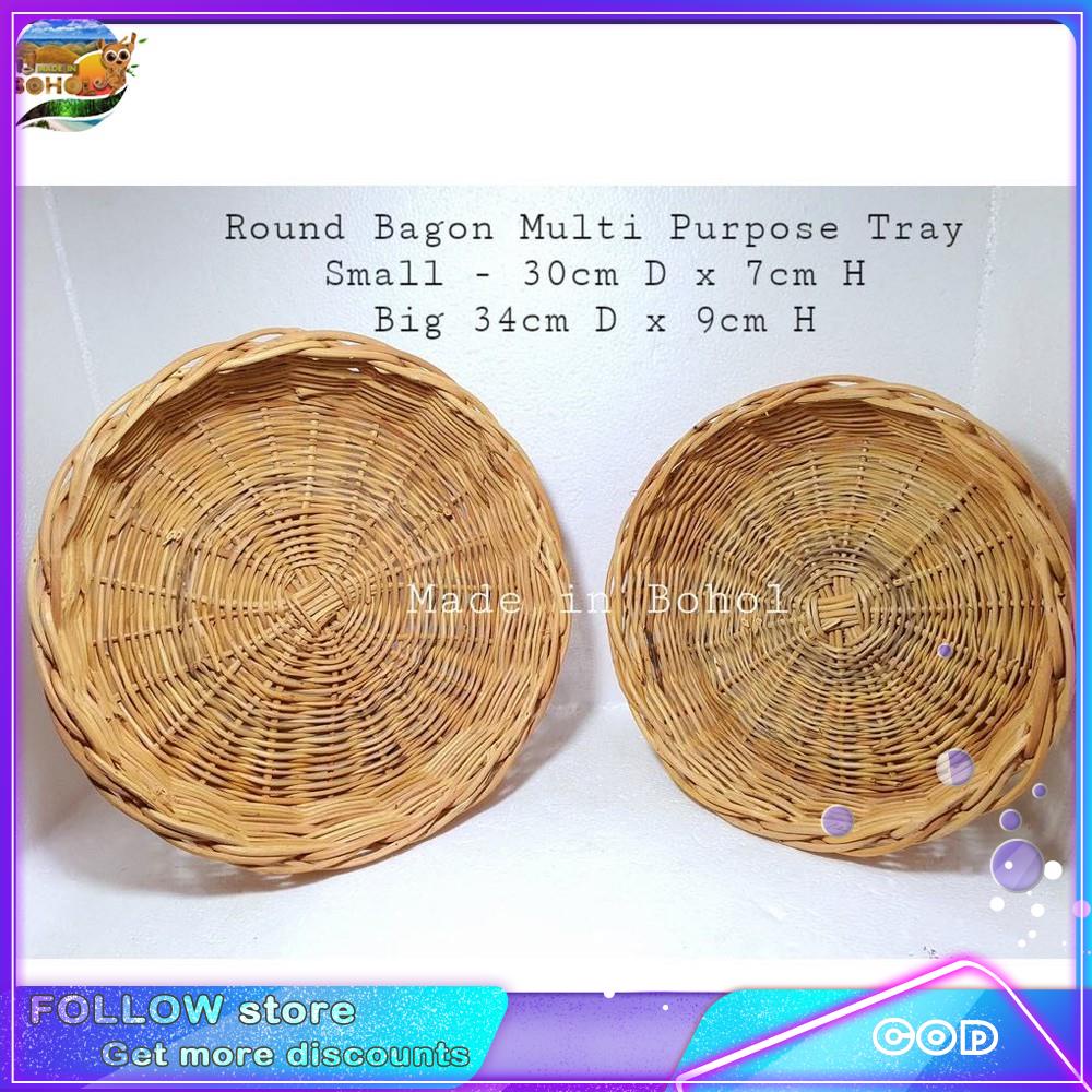 Round Vine Wicker Multipurpose Tray Basket Woven Wicker Rattan