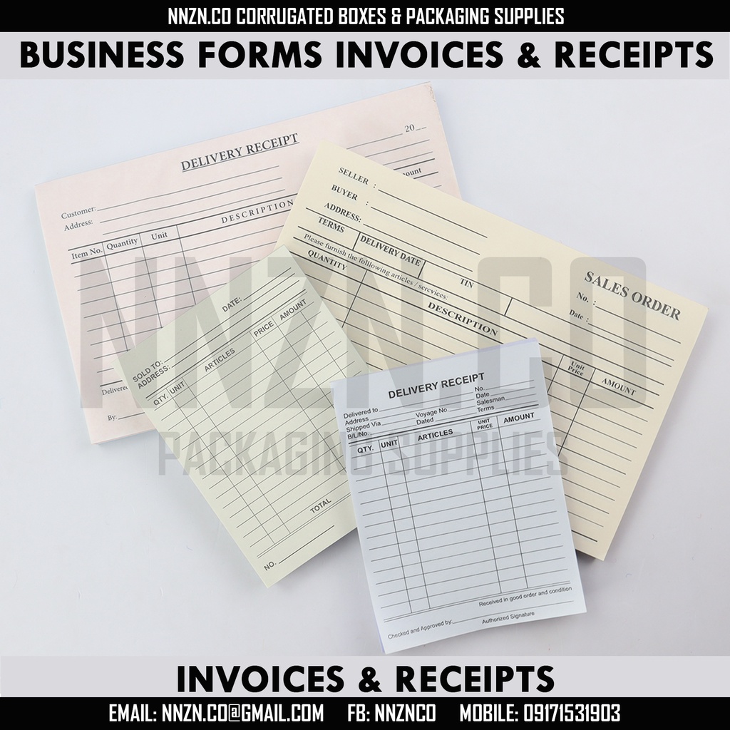 NNZN Business Forms Receipt and Invoices Sales Invoice Delivery Receipt ...