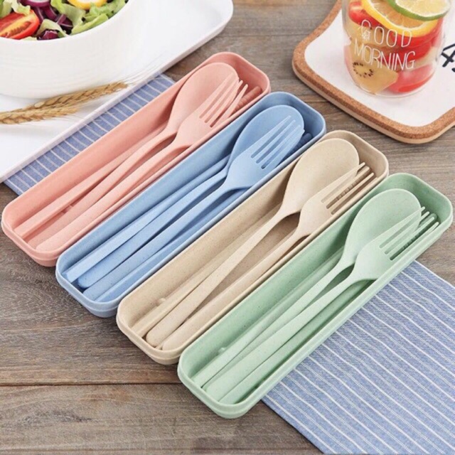 ZH135 3 in 1 Spoon Fork & Chopstick Set with Organizer Box Shopee