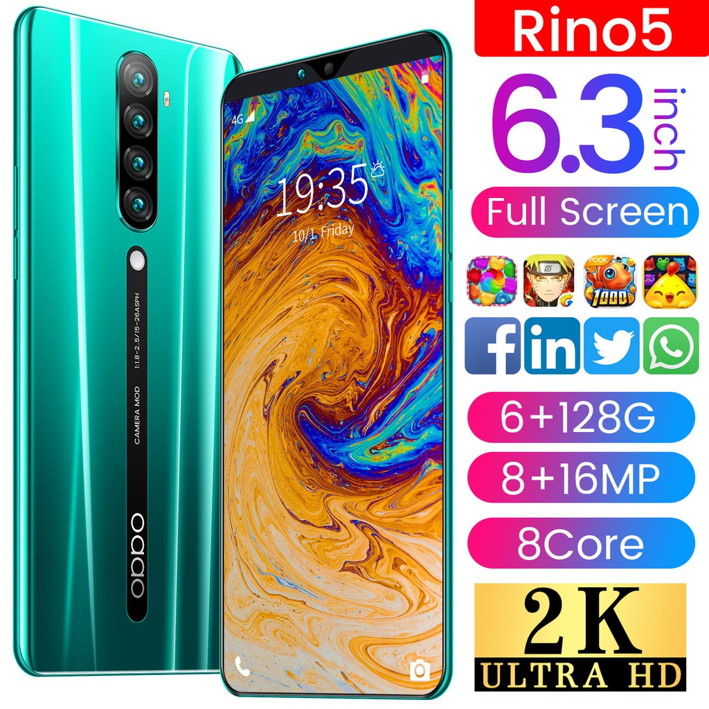 Rino5 Phone 6gb Ram 128gb Rom 6 3 Inch Handfon Face Recognition Full Screen Android Smartphone Gaming Fone Murah Handphone Shopee Philippines