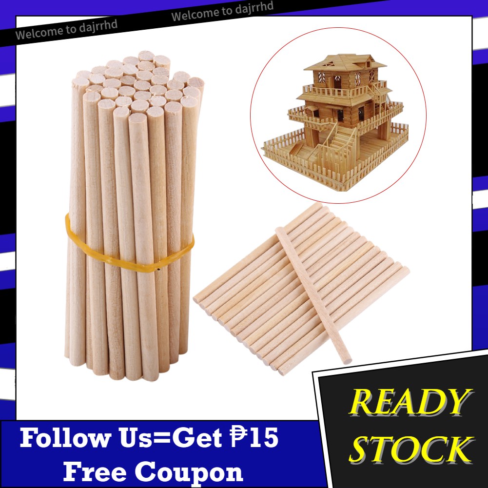 100PCS 80mm Round Wooden Lolly Sticks Cake Dowel For DIY Food Craft Durable