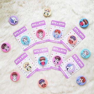 Chibi BTS x BT21 Fanart Glittered Button Pins (1.25 inch) | RM Jin Suga Jhope Jimin V Jungkook #5