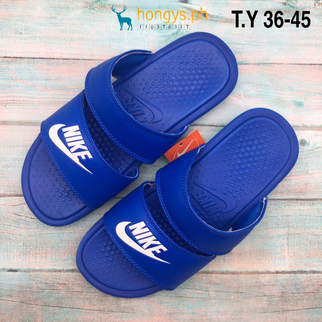 nike slippers blue