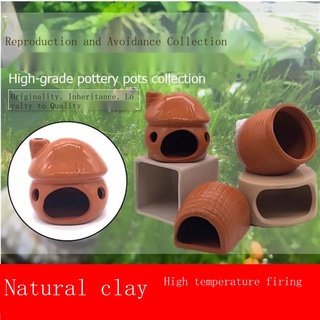 In stock┅Fish tank landscaping mini parrot breeding clay pot shrimp to avoid house peacock cichlids #5