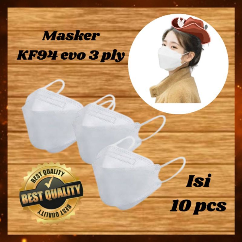 Kf94 plusmed Mask evo convex model 4D White earloop Mask Shopee