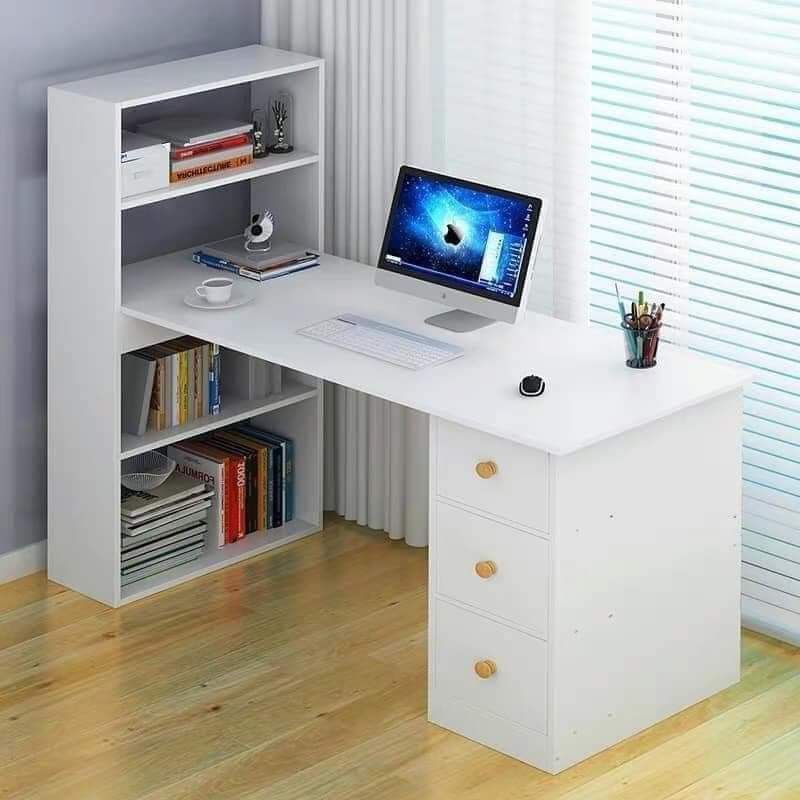 Austin Study Table With BookShelf In Azure Blue Colour
