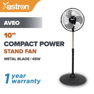 Astron Aveo Stand Fan with 10"Metal Blade (Black) Electric Fan Compact Design