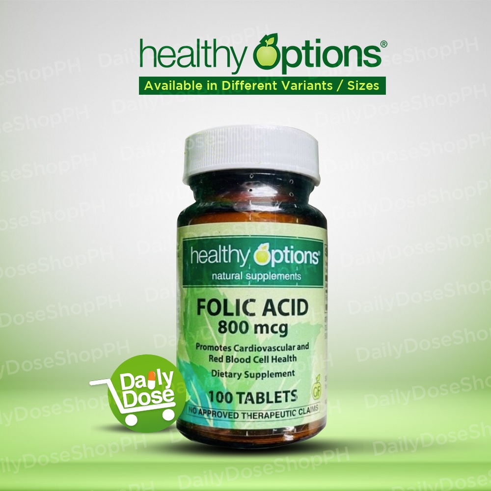 Healthy Options Folic Acid 800mcg 100 / 250 Tablets | Shopee Philippines