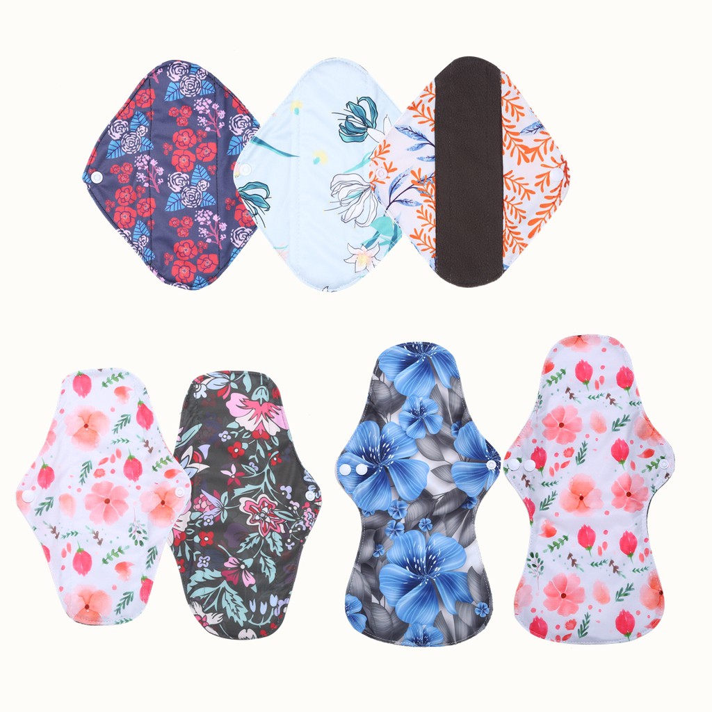 Bamboo Charcoal Reusable Waterproof Cloth MenstruaL Pads Set Heavy Flow