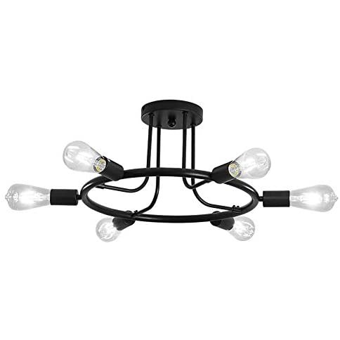 6 Lights Semi Flush Mount Ceiling Light Fixture Black Mid Century Chandelier Kitchen Lighting For Farmhouse Dining Room Living Room Bedroom Island Foyer Hallway Shopee Philippines