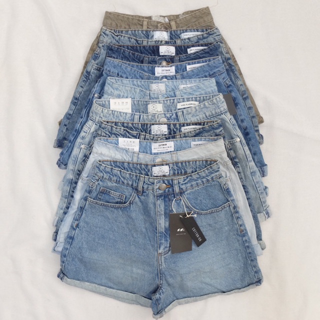 high rise flashback denim short