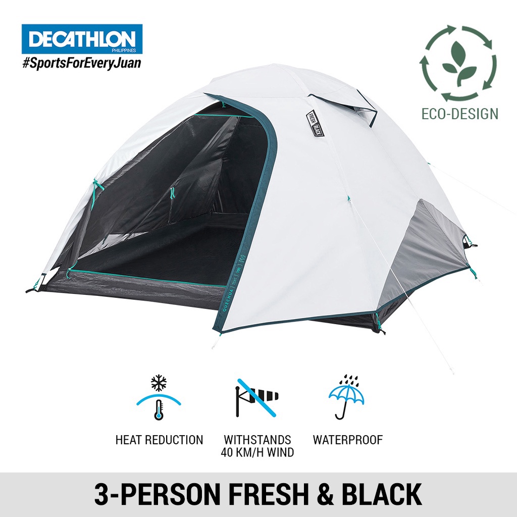 Oh jee Hysterisch groei Decathlon Quechua MH100 Mountain Hiking Camping Tent with Fresh & Black  Technology - For 3 person | Shopee Philippines