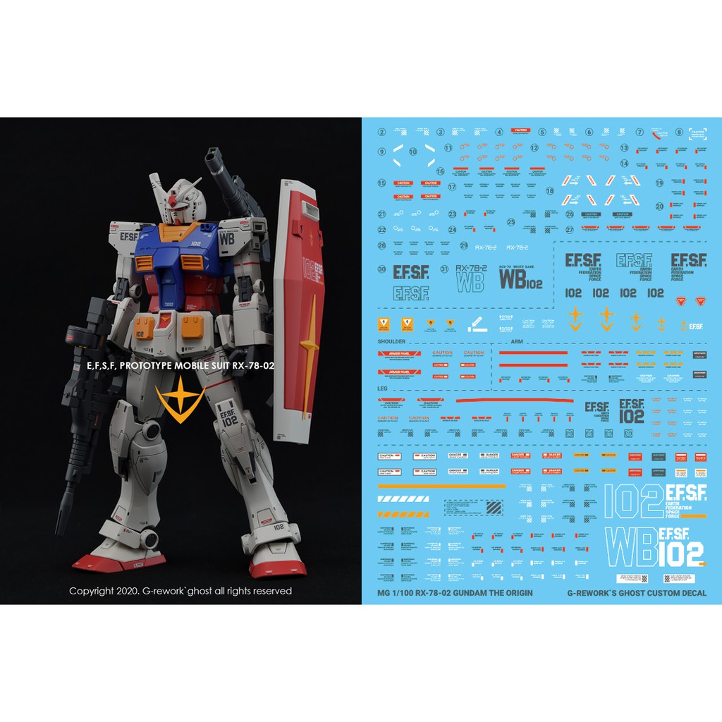 G Rework Mg The Origin Gundam Rx 78 02 Premium Waterslide Decals Shopee Philippines