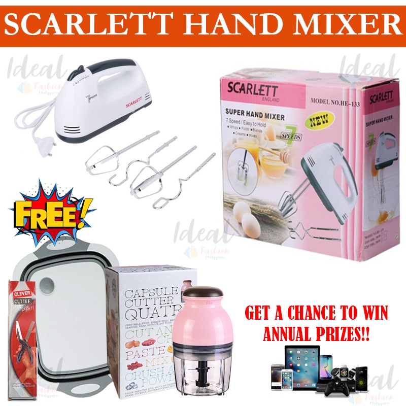 Scarlett Hand Mixer + 3 in 1 Chopping Board + Clever Cutter + Capsule Cutter Shopee Philippines