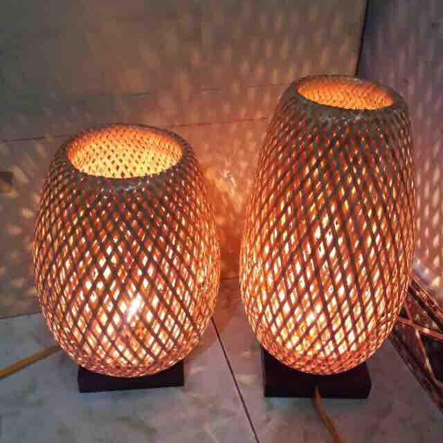 (Real Photos) Decorative Bamboo Table Lamp for Home, Shop, Resort, Homestay, Various Sizes