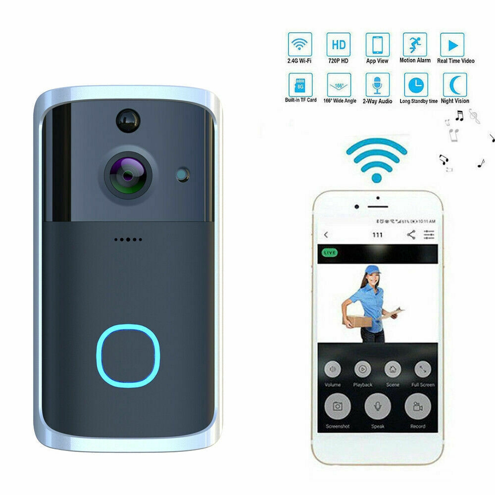 wireless smart wifi doorbell ir video visual ring camera intercom home security