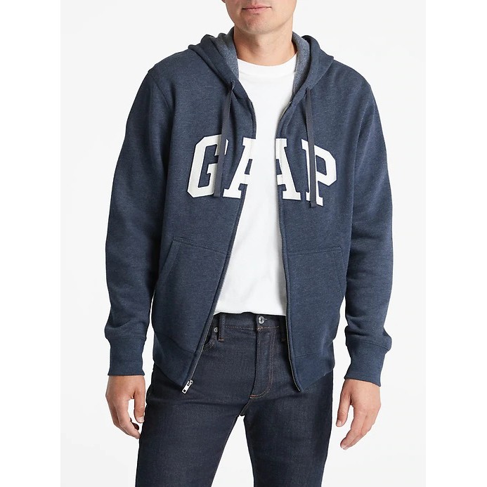 Gap Logo Zip Hoodie MENS sizes MEDIUM,LARGE color NAVY HEATHER | Shopee ...