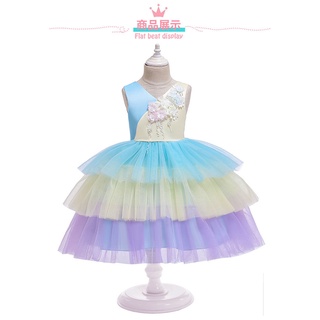 LOVI BABY New Style Unique Design Children's Clothing Color Matching Cake Princess Dress Middle Small Children Bow Performance Costume #6