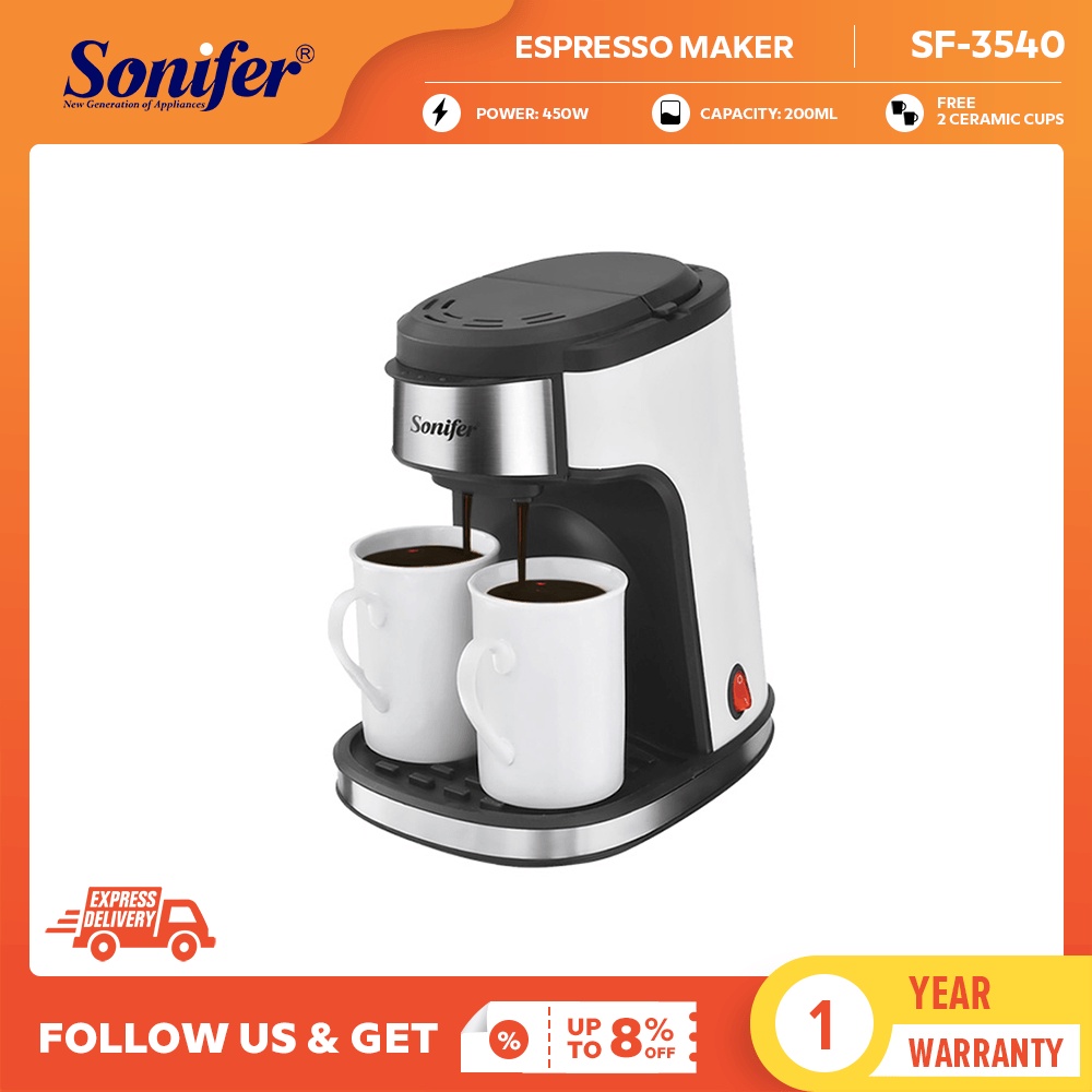 Sonifer Home Espresso Machine Double Drip Coffee Machine with Cone