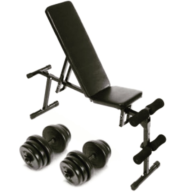 Utility Bench 40 Pounds Lbs Dumbbell Set Vinyl Type Dumbell
