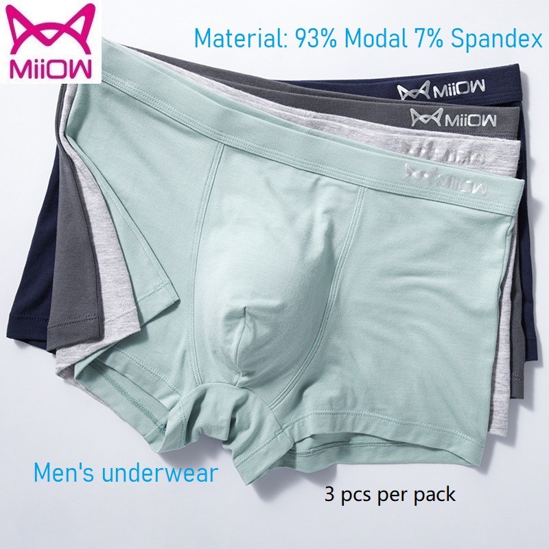 【3pcs Per pack】Ready Stock Miiow Men Underwear Boxer Brief Short ...