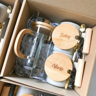 MIYO Leather: Coffee Press and Mug Gift Set for Sponsor, Ninong, Ninang, Wedding