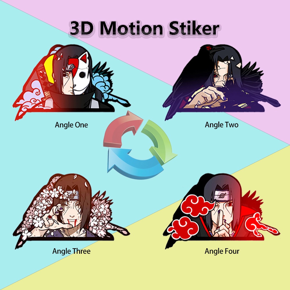 NARUTO Uchiha Itachi 3D Motion Car Stickers Anime Lenticular Self