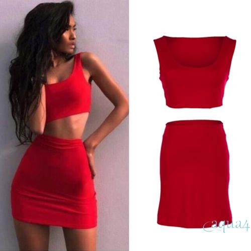 red skirt set