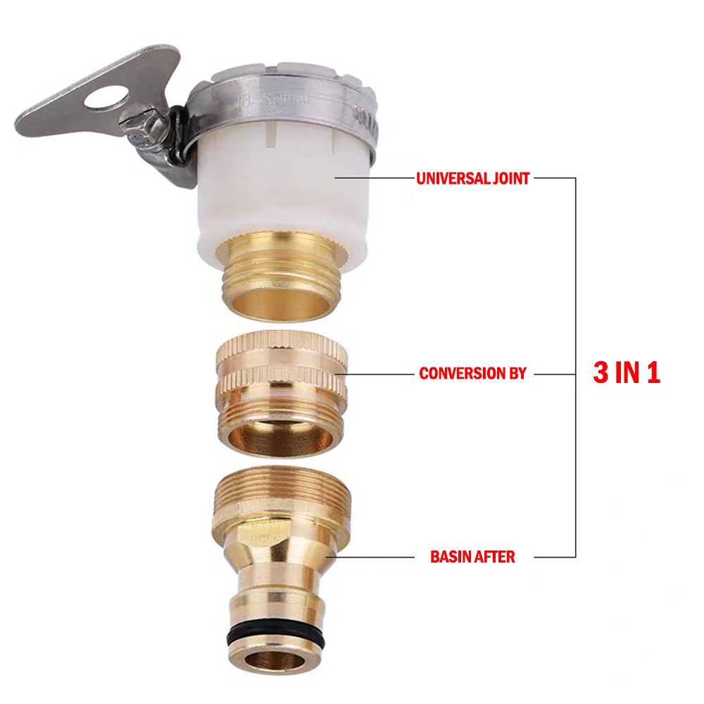Brass Hose Tap Connector,1/2 Inch And 3/4 Inch 2in1 Outdoor Female