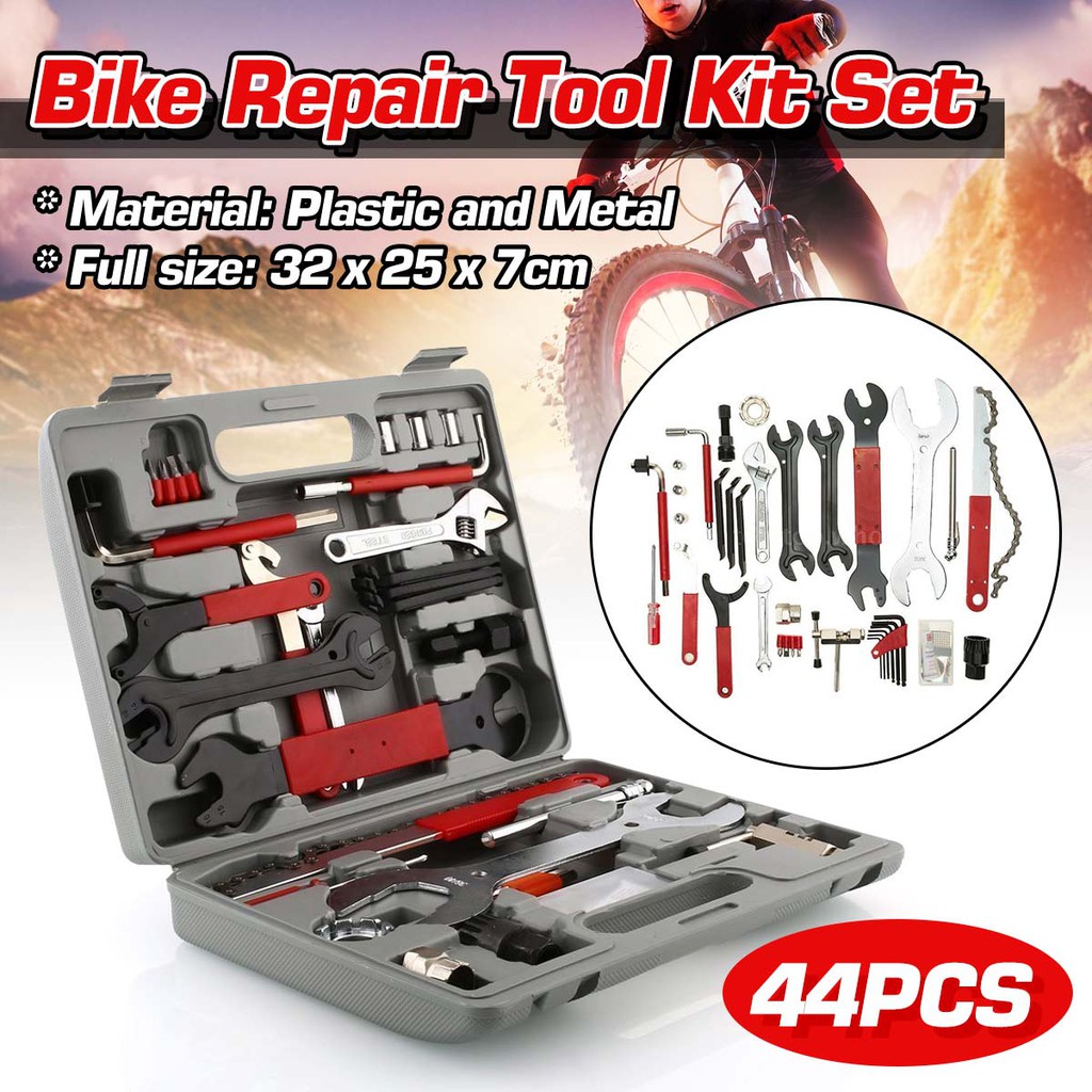 44PCS Complete Bike Bicycle Repair Tools Tool Kit Set Home Mechanic Cycling New
